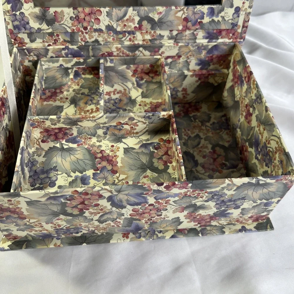 Vintage‎ Kmart Ladies Fashion Jewelry Box Removable Tray Red Grape Design